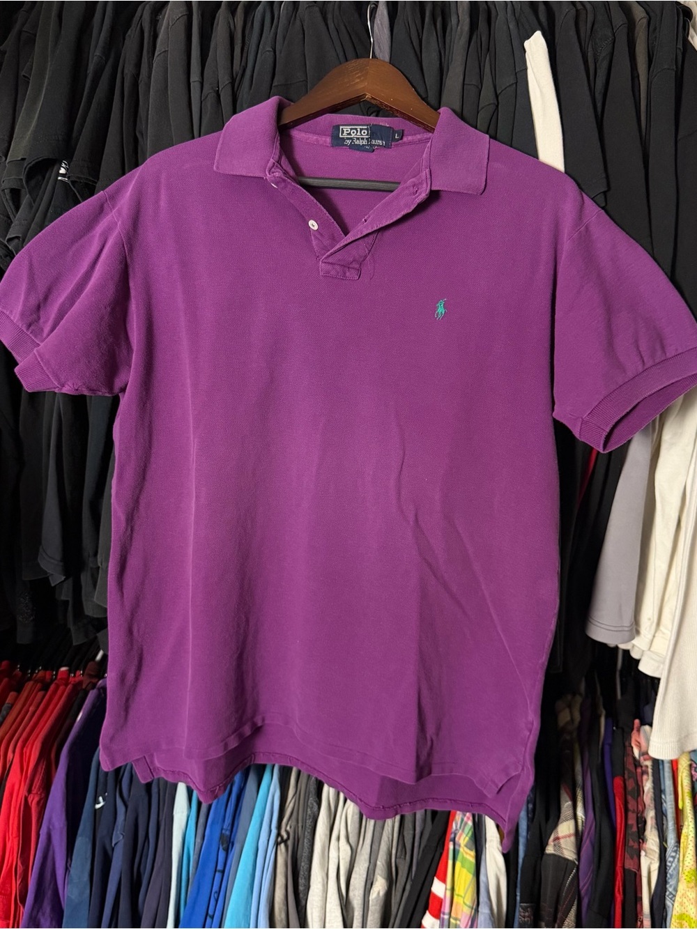 Vintage Polo Ralph Lauren Polo Shirt Men’s Large Purple Knit Preppy Golf Classic